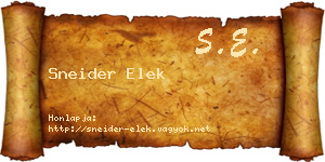 Sneider Elek névjegykártya
